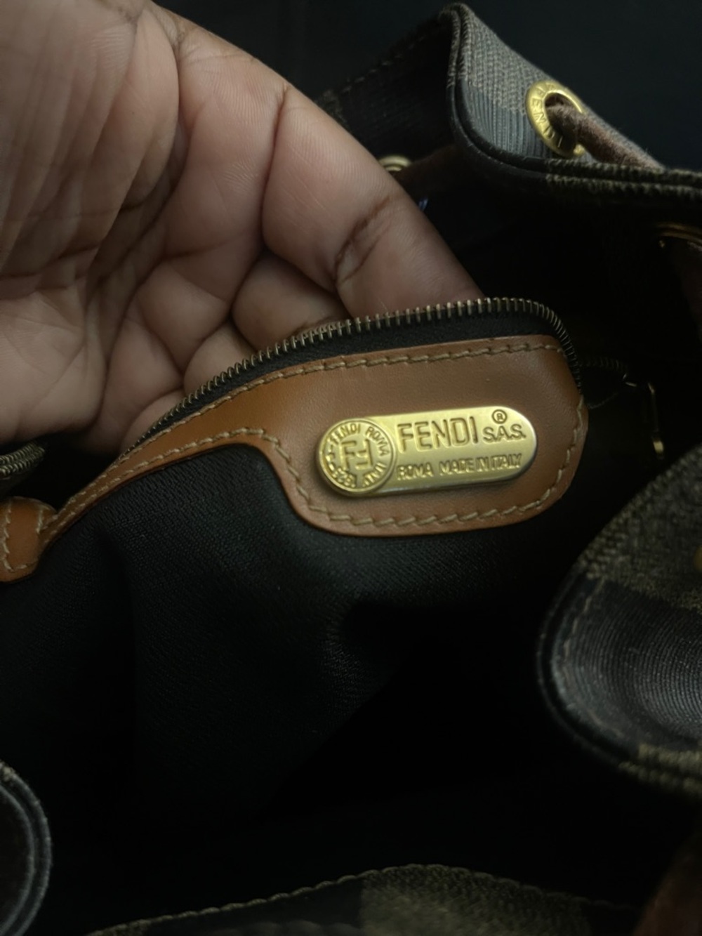 Fendi Vintage Pecan Striped Pequin Coated Canvas Small Backpack - Picture 15 of 17